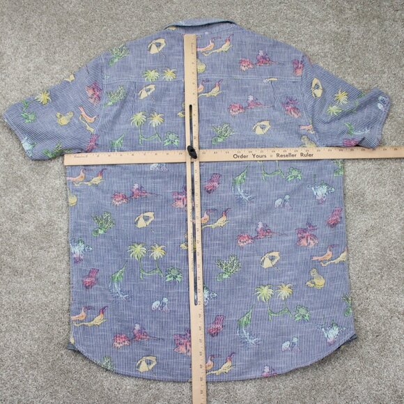 Tommy Bahama Reverse Print Shirt Mens Large Blue Hawaiian Cotton/Tencel S/S - Picture 11 of 14